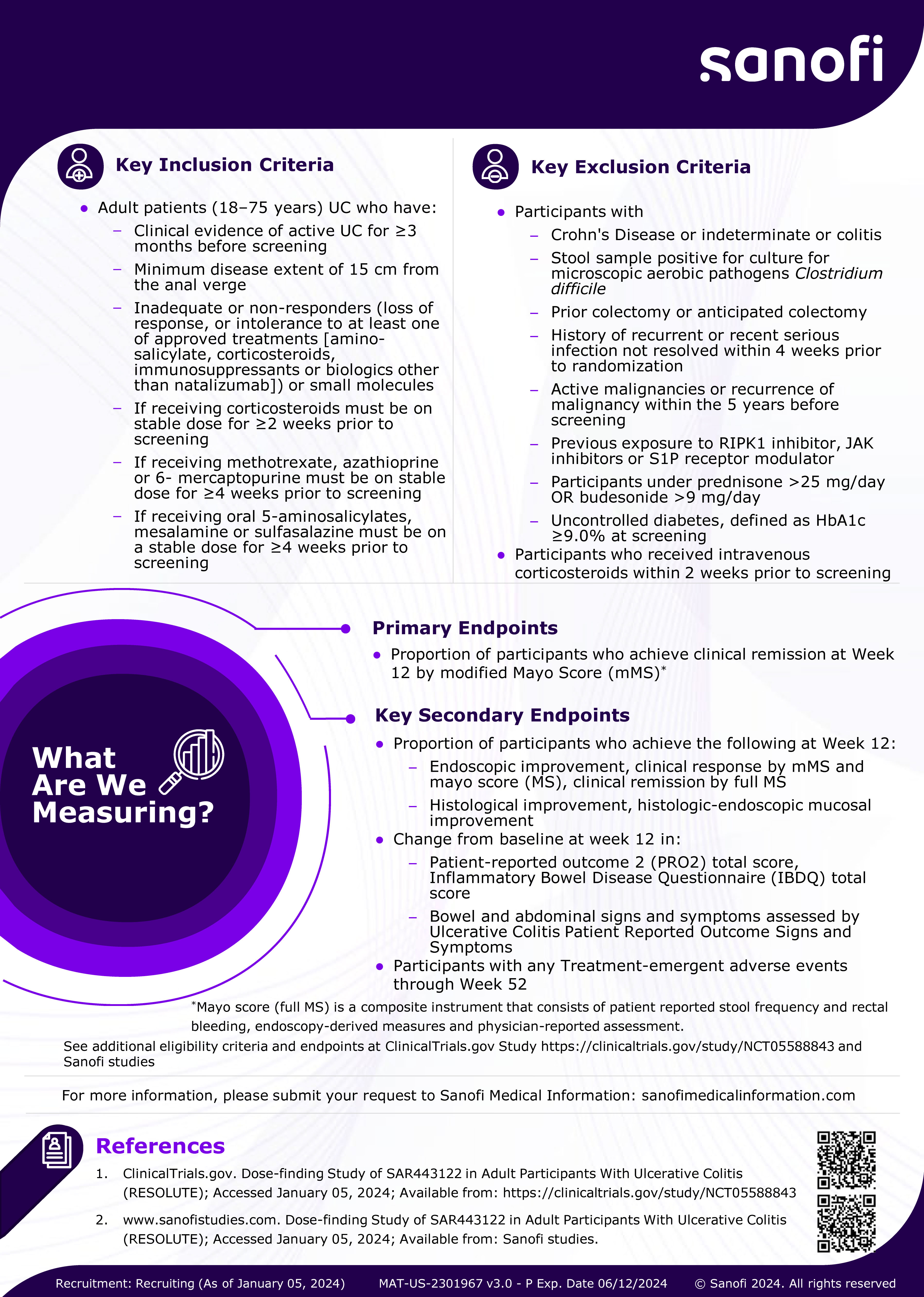 Dose-finding Study of SAR443122 in Adult Participants With Ulcerative Colitis (RESOLUTE)